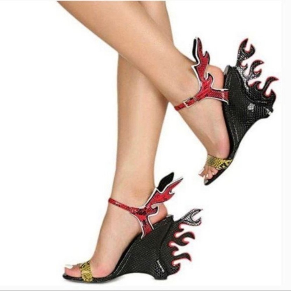 Cape Robbin Flame Accent Wedge Sandal Heel